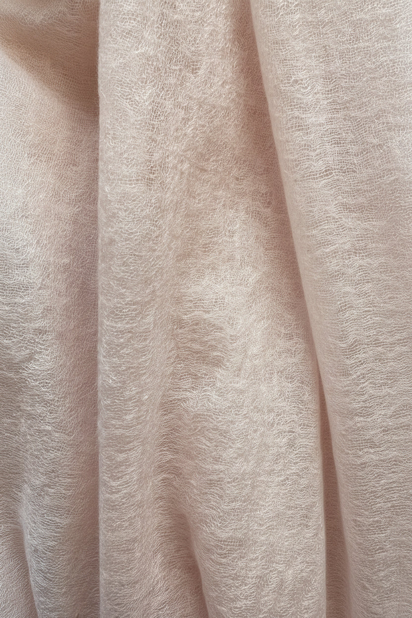 Close-up of pink cashmere marmee scarf