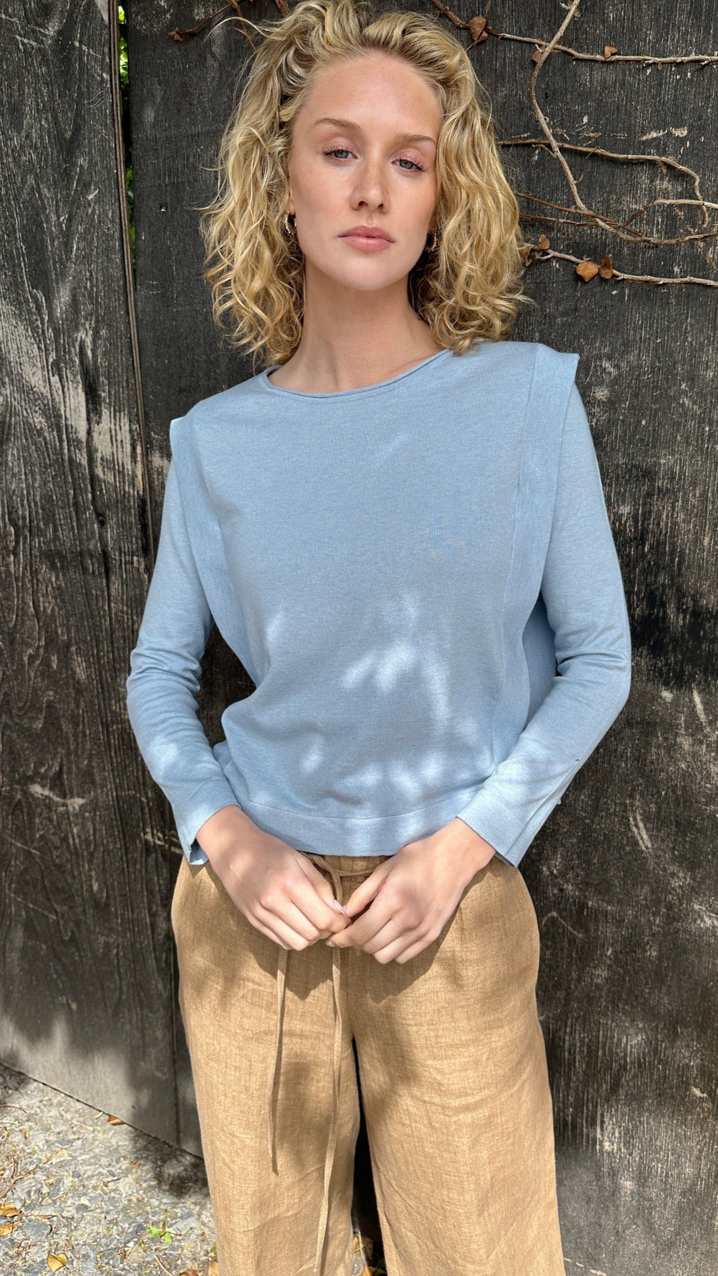 Stan Bayou pale blue round neck sweater cotton mix 