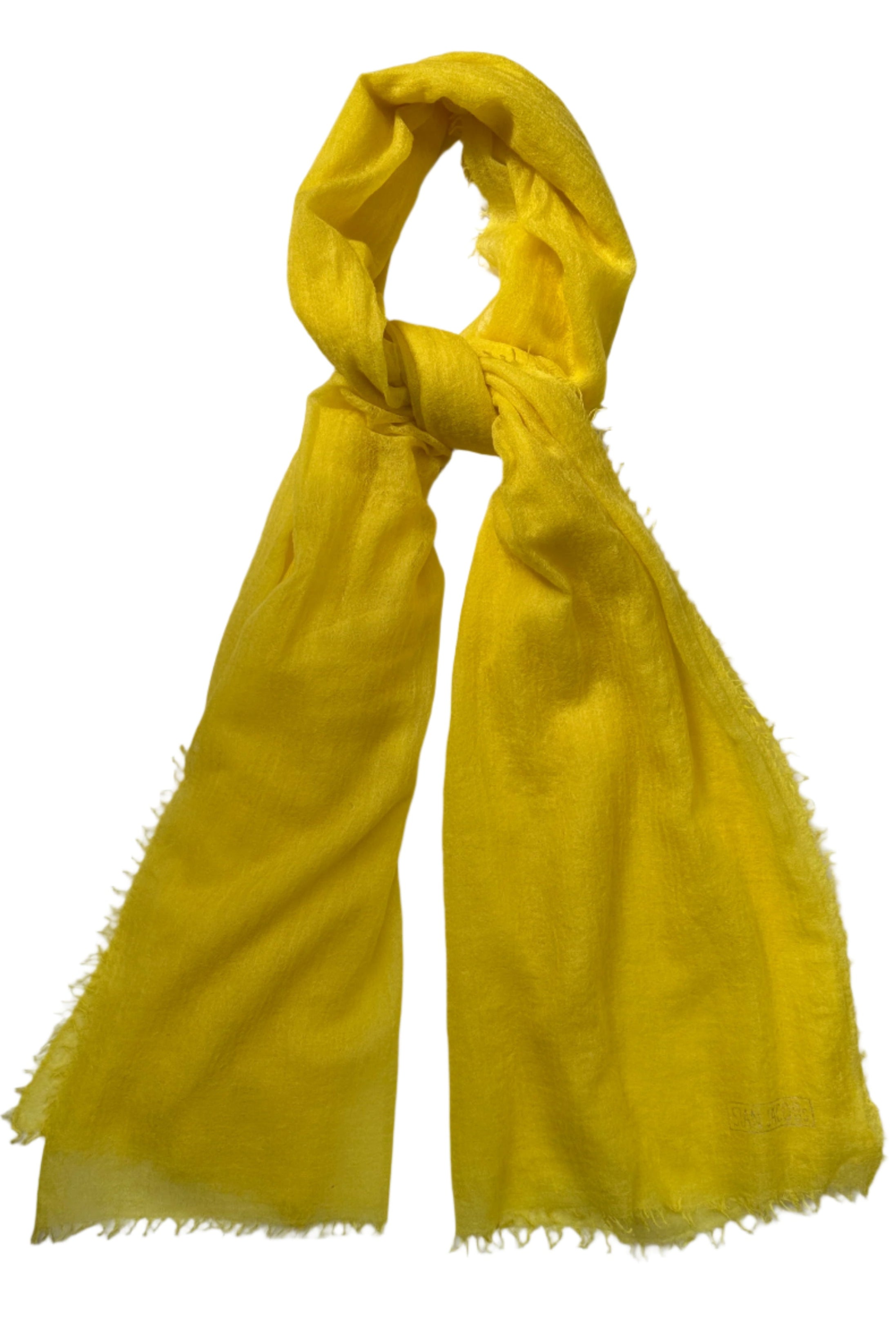 marmee aurora yellow combed cashmere scarf flat lay