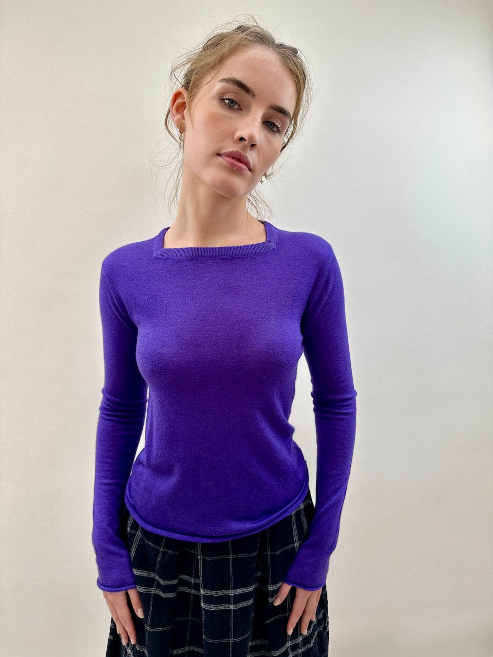 Lassa square neck top in purple