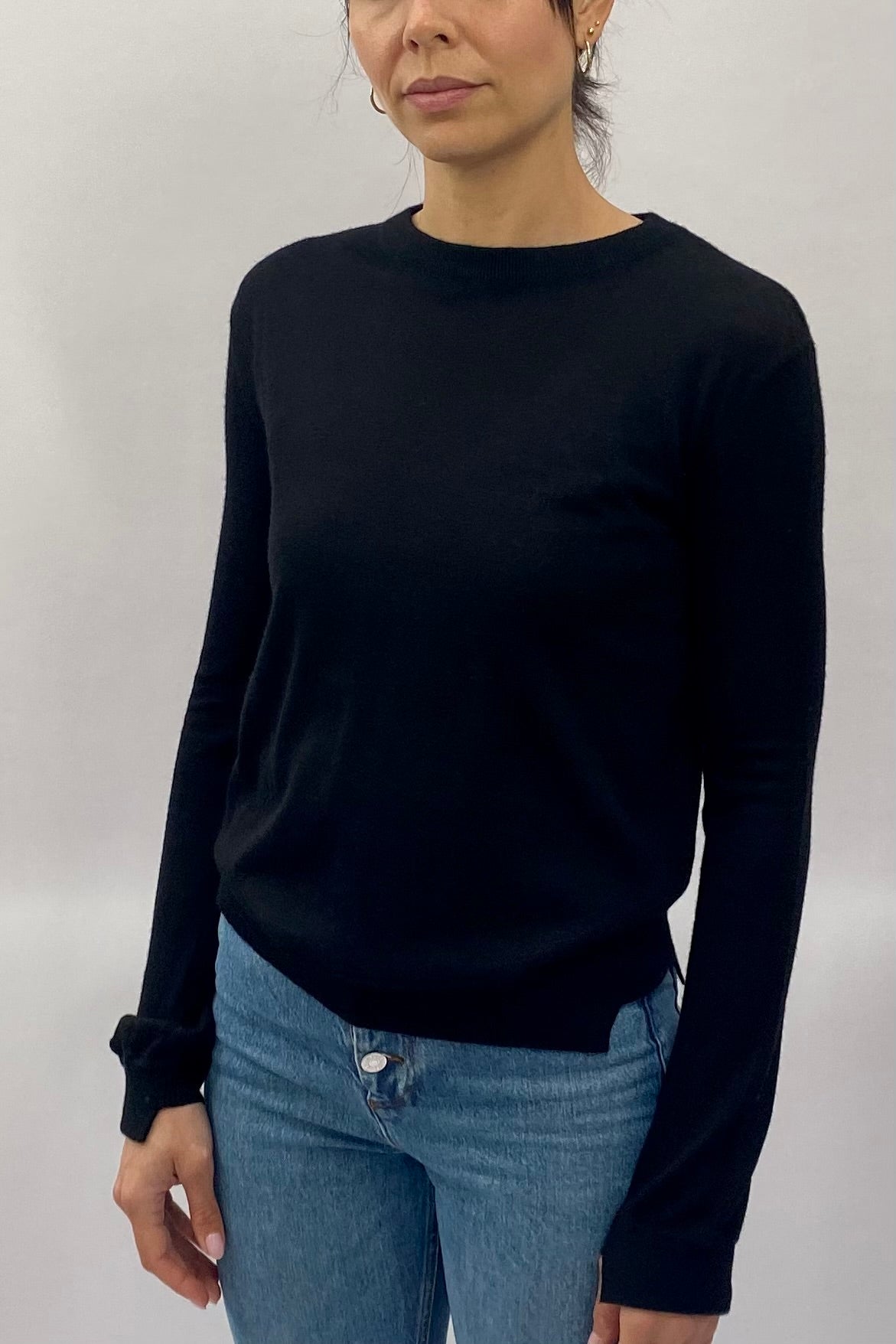 dolly skinny knit black crew neck top sweater