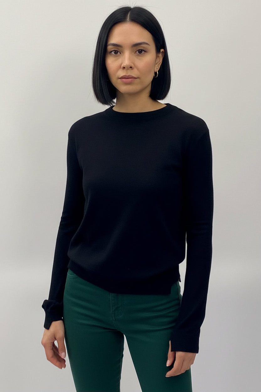 dolly skinny knit black crew neck top sweater