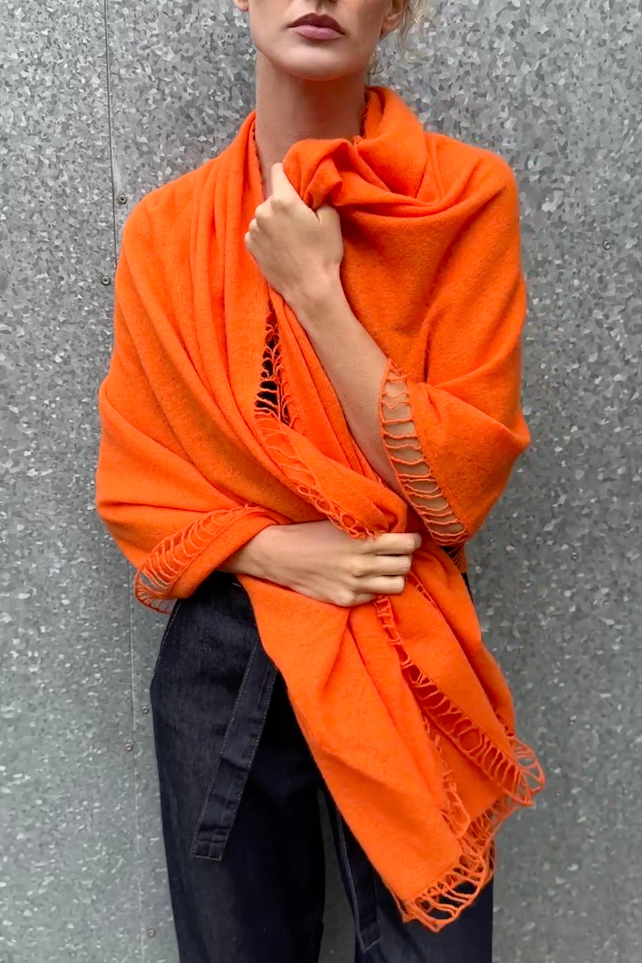lock orange  cashmere scarf 