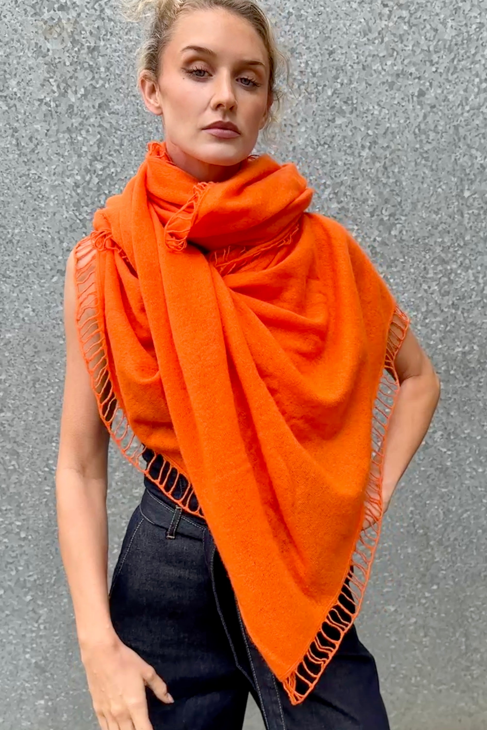 lock orange  cashmere scarf 