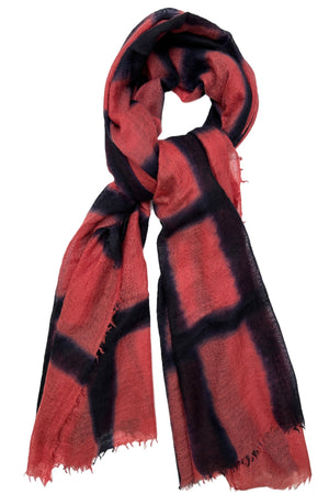 shiborisky squares rosewood pink navy black stripe scarf