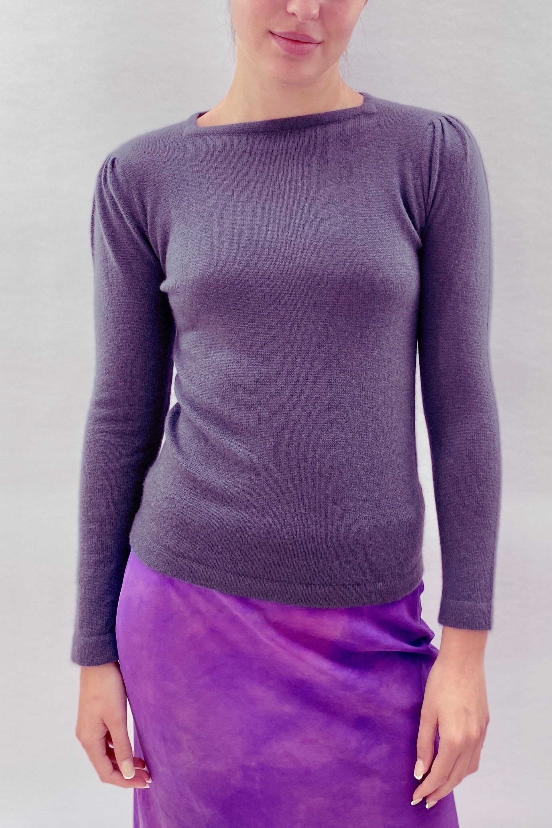 plip purple smoke cashmere square neck sweater