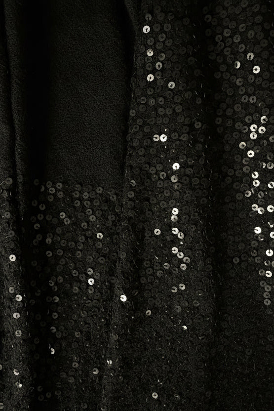 close up swatch of glimmer scarf black 