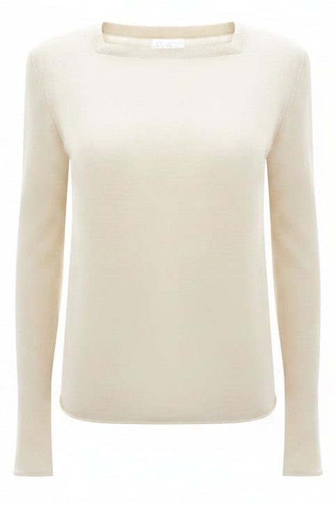 off white long-sleeve top on a white background