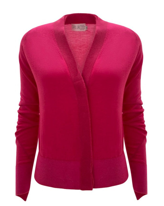 malo neon pink v neck cashmere silk dark magenta cardi