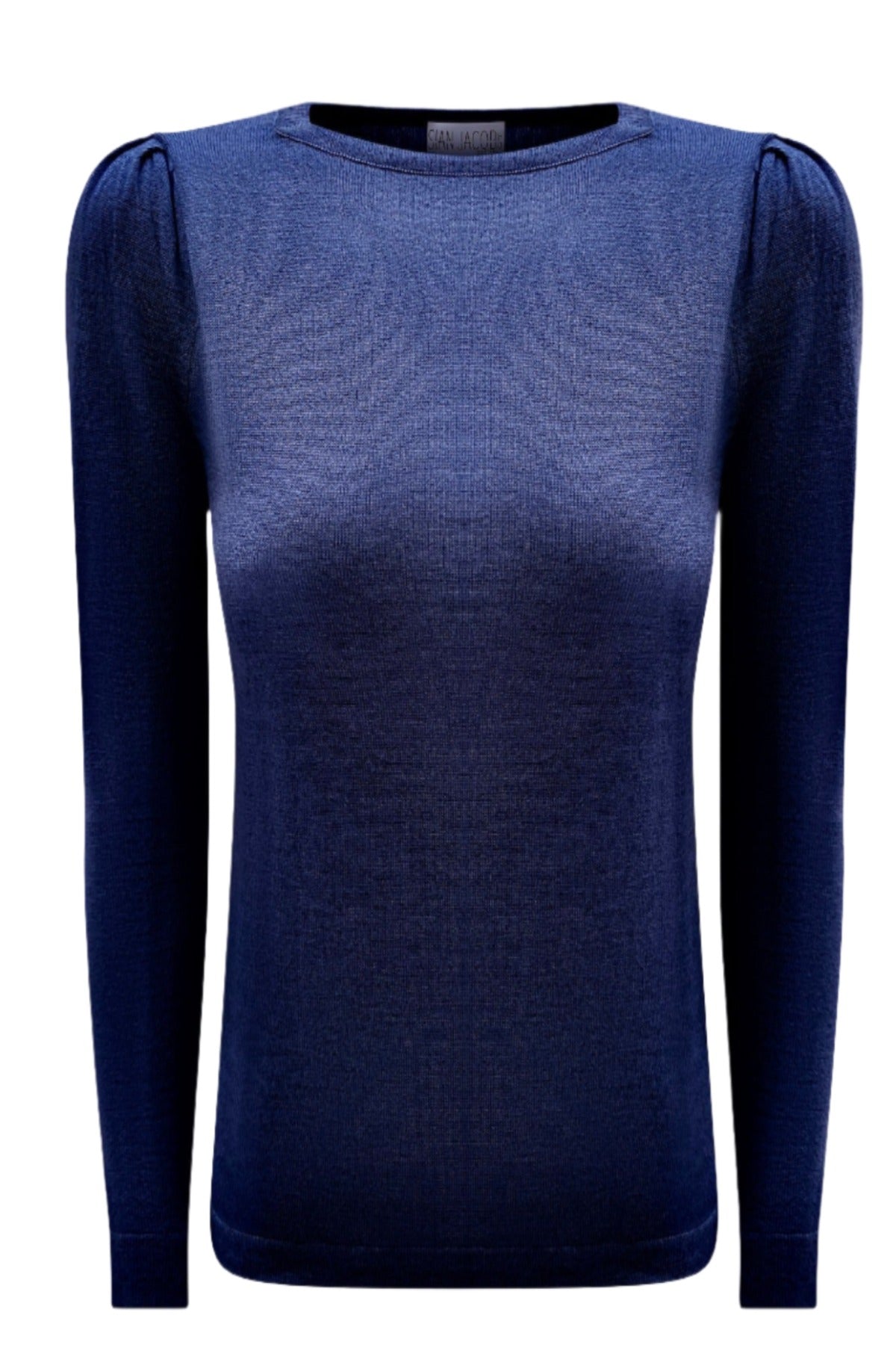 paula dark navy ghost lay silk top sweater