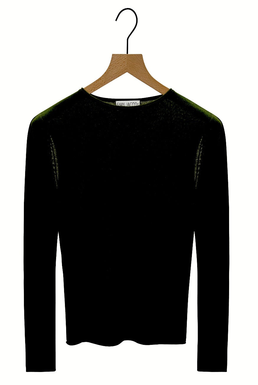 Richeliu black sweater with shoulder cutouts