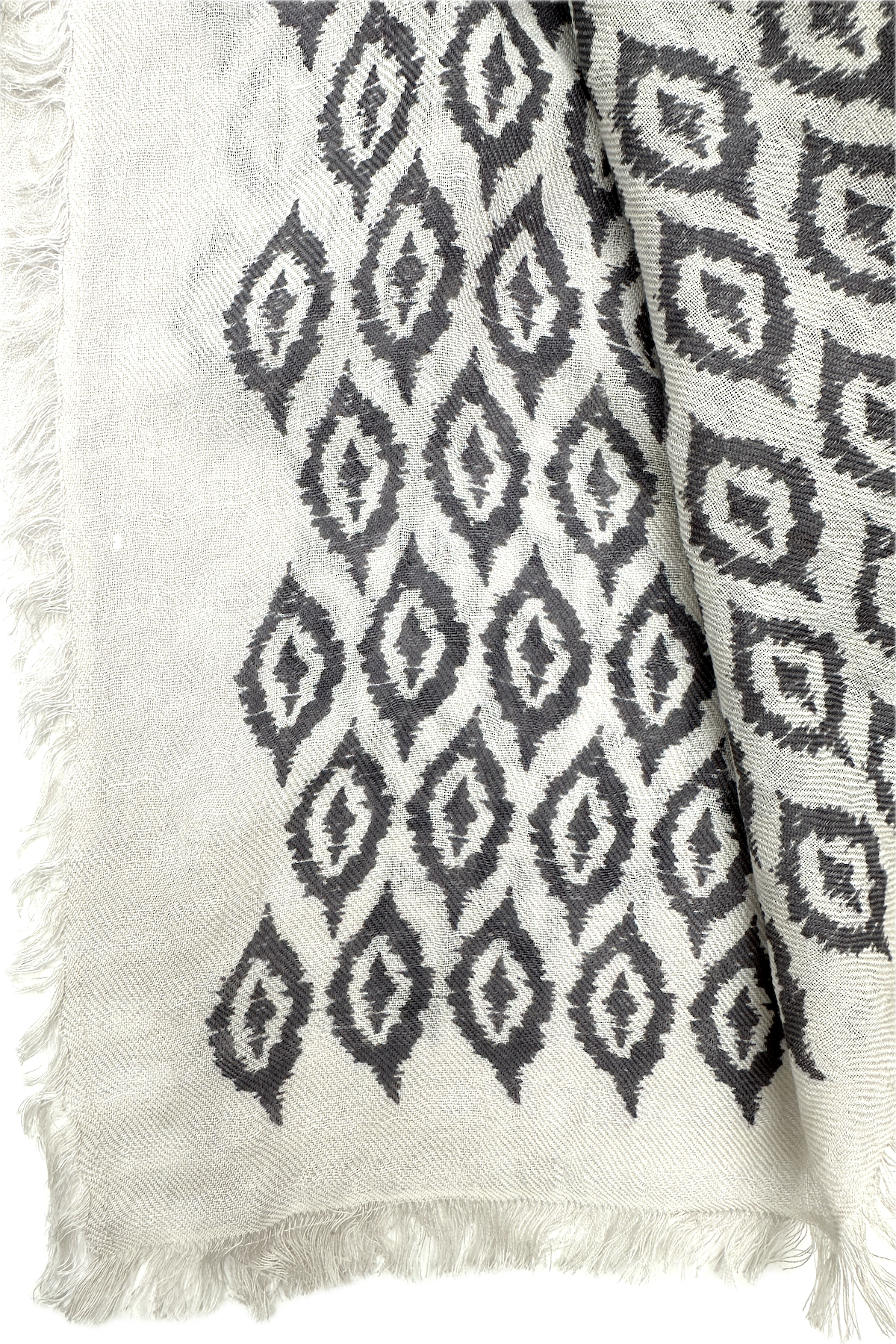 ikat steel grey monoprint scarf swatch