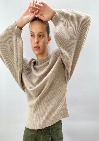 estelle front view cashmere balloon sleeve sweater