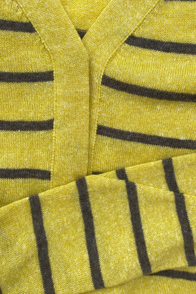 maragh stripe cardi slim fit yellow taupe close up