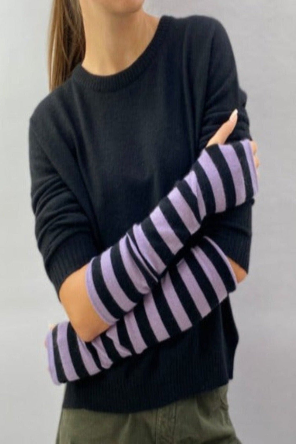 lavender black stripe armwarmers