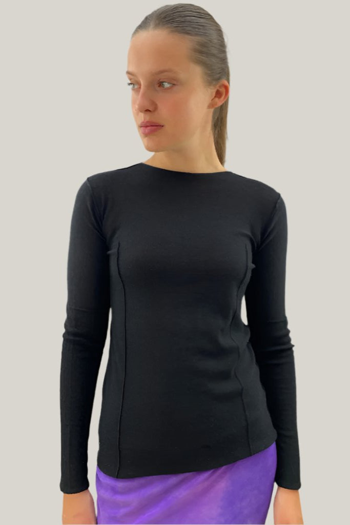 donna black top with outside seams 2