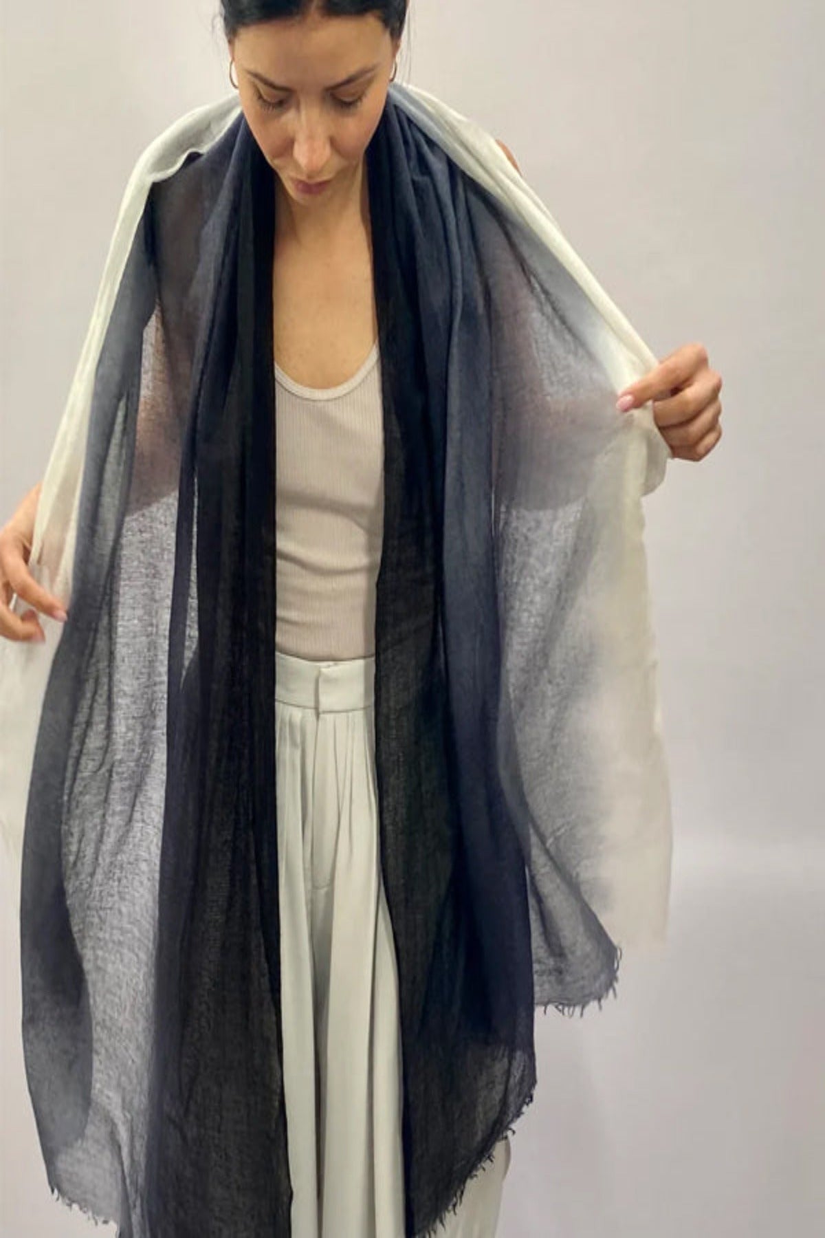 ombre scarf black and white