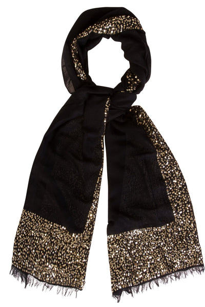 Sparkle scarf in black and gold sequins