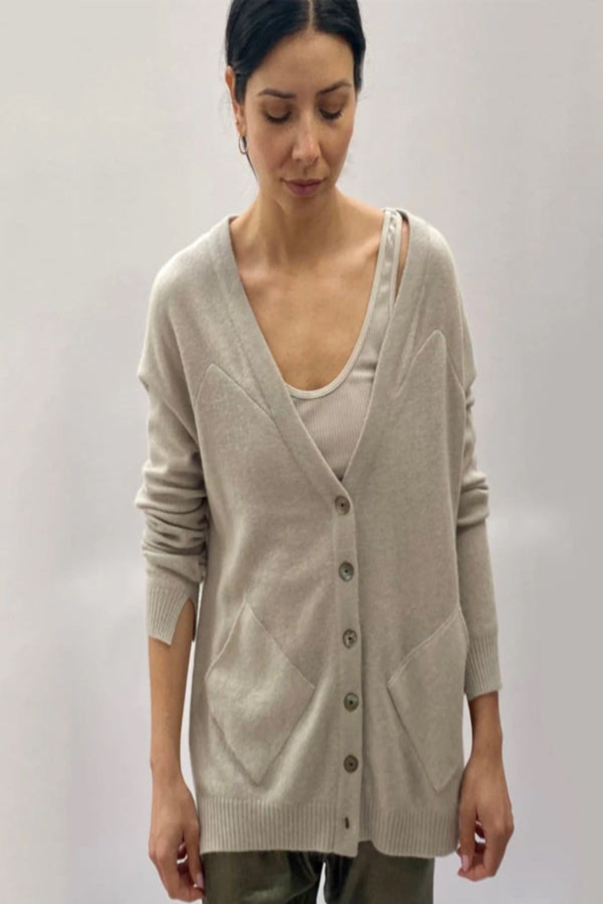 zola dove grey cardigan